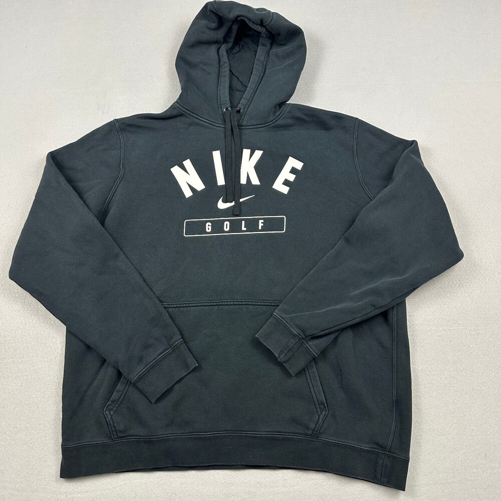 Nike Hoodie Men Large Black White Golf Pullover Swoosh Sweatshirt Training L